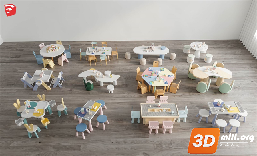 Kid's table and chairs Skp Files 